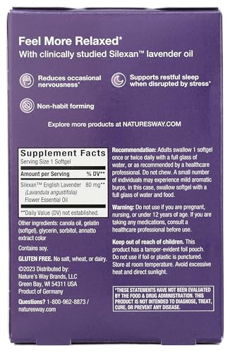 Nature’s Way CalmAid, Helps Manage Stress and Tension*, Clinically Studied Lavender, Non-Drowsy, 90 Softgels