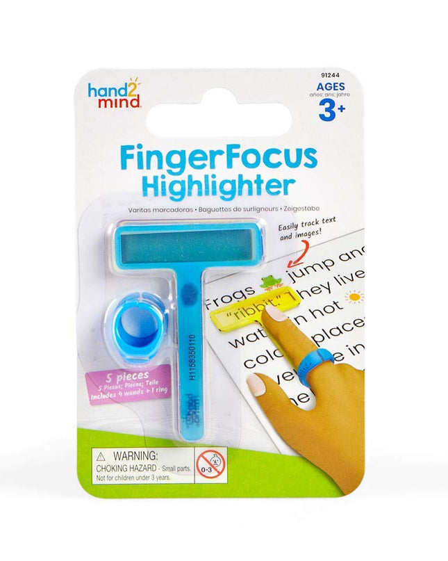 hand2mind FingerFocus Highlighter, Guided Reading Strips, Reading Pointers for Kids, Dyslexia Tools for Kids, ADHD Tools, Special Education School Supplies, Teacher Classroom Must Haves (1 Pack)