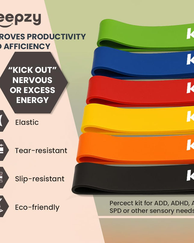 12 Pack Chair Bands, Anti Slip Chair Bands for Kids with Fidgety Feet, ADHD Chair Bands for Classroom, Bouncy Bands for Student Desks, Sensory Chair Rubber Bands