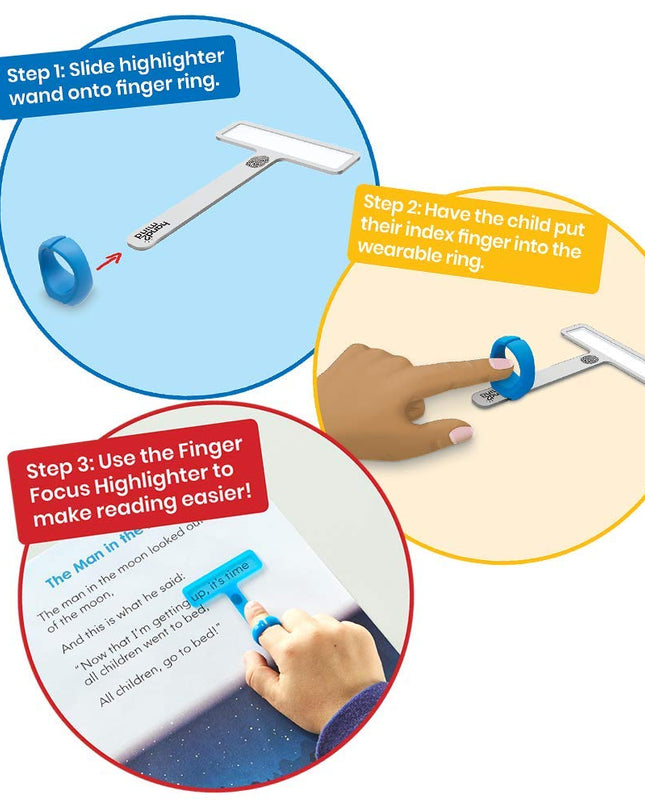 hand2mind FingerFocus Highlighter, Guided Reading Strips, Reading Pointers for Kids, Dyslexia Tools for Kids, ADHD Tools, Special Education School Supplies, Teacher Classroom Must Haves (1 Pack)