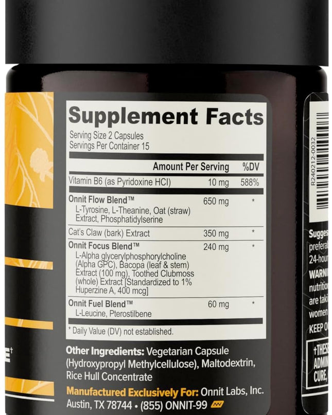 ONNIT Alpha Brain Nootropic Brain Supplement for Men & Women | Memory, Mental Clarity & Cognitive Improvement | Focus Capsules with L-Theanine, Vitamin B6 & Phosphatidylserine (30 Count)