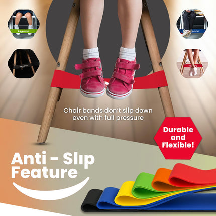 12 Pack Chair Bands, Anti Slip Chair Bands for Kids with Fidgety Feet, ADHD Chair Bands for Classroom, Bouncy Bands for Student Desks, Sensory Chair Rubber Bands