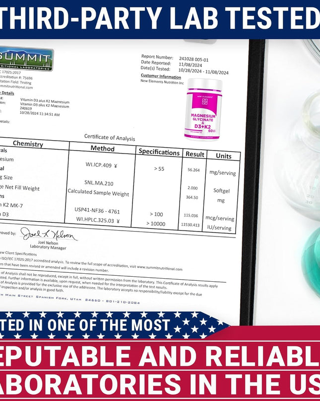 Magnesium Glycinate 500mg with High-Potency Vitamin D3 10,000 IU & Vitamin K2 200mcg | Enhanced with Coconut Oil for Optimal Absorption | Non-GMO, Gluten-Free, Sugar-Free Softgels (60 softgels)