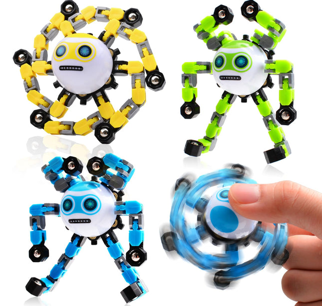 ASIOWELY 3 PCS Transformable Fidget Spinners Toys for Kids and Adults Stress Relief Sensory Toy for Teens Boys Autism Cool Fingertip Gyros Boy Girl Travel Party Favors Birthdays Gifts Stocking Stuffer