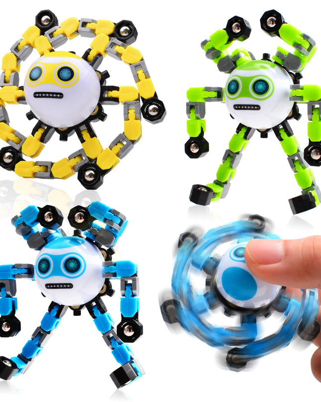 ASIOWELY 3 PCS Transformable Fidget Spinners Toys for Kids and Adults Stress Relief Sensory Toy for Teens Boys Autism Cool Fingertip Gyros Boy Girl Travel Party Favors Birthdays Gifts Stocking Stuffer