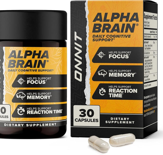 ONNIT Alpha Brain Nootropic Brain Supplement for Men & Women | Memory, Mental Clarity & Cognitive Improvement | Focus Capsules with L-Theanine, Vitamin B6 & Phosphatidylserine (30 Count)