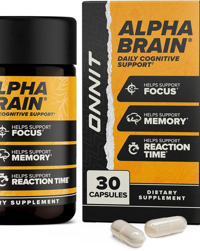 ONNIT Alpha Brain Nootropic Brain Supplement for Men & Women | Memory, Mental Clarity & Cognitive Improvement | Focus Capsules with L-Theanine, Vitamin B6 & Phosphatidylserine (30 Count)