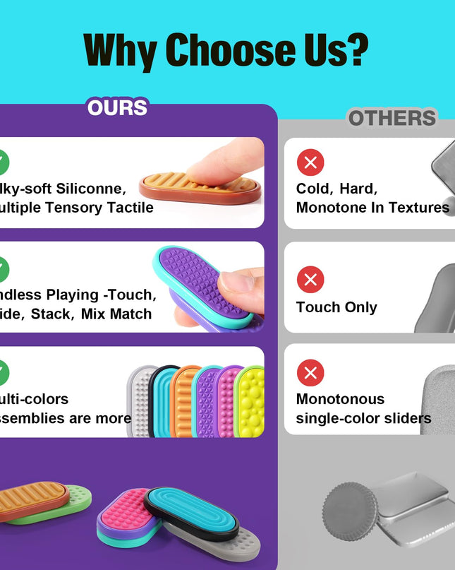 Magnetic Fidget Toys for Adults & Kids -Textured Sensory Toys for Autism Children Anxiety Relief - Quiet Stress Fidgets Sliders for Classroom Prizes Office - Stocking Stuffers Kid Teen Gifts 6-Pieces