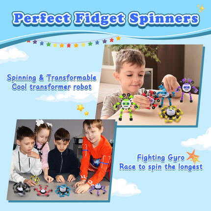 ASIOWELY 3 PCS Transformable Fidget Spinners Toys for Kids and Adults Stress Relief Sensory Toy for Teens Boys Autism Cool Fingertip Gyros Boy Girl Travel Party Favors Birthdays Gifts Stocking Stuffer