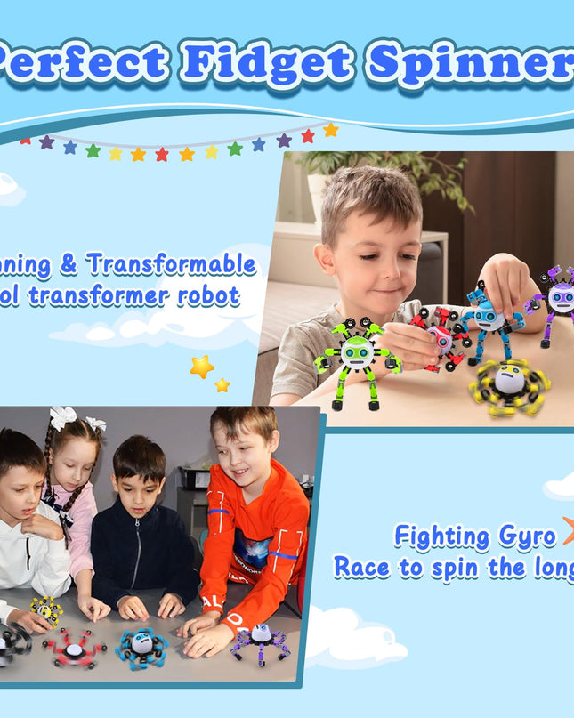 ASIOWELY 3 PCS Transformable Fidget Spinners Toys for Kids and Adults Stress Relief Sensory Toy for Teens Boys Autism Cool Fingertip Gyros Boy Girl Travel Party Favors Birthdays Gifts Stocking Stuffer