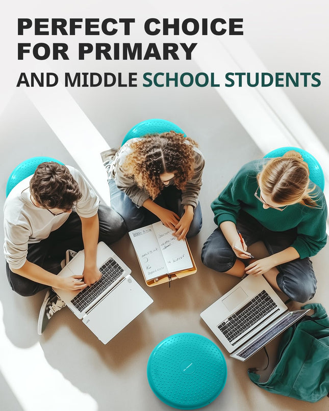 Trideer Inflated Wobble Cushion - Wiggle Seat for Sensory Kids(Multiple Colors), Balance Disc (Extra Thick), Flexible Seating for All Age (34CM Turquoise)