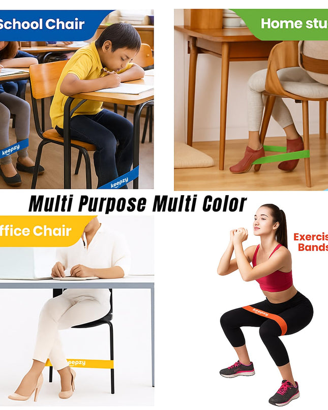 12 Pack Chair Bands, Anti Slip Chair Bands for Kids with Fidgety Feet, ADHD Chair Bands for Classroom, Bouncy Bands for Student Desks, Sensory Chair Rubber Bands