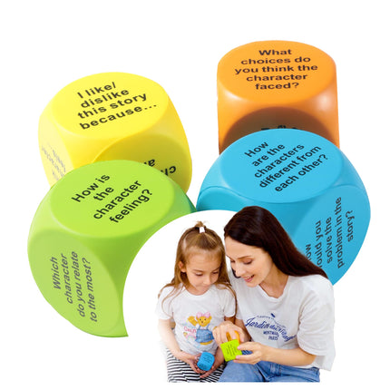 Interactive Reading Comprehension Cubes Set - Educational Learning Dice for Kids, Teachers, and Parents - 4 Levels, 24 Questions - Learning Games for Kids, Classroom and Home Learning Tools