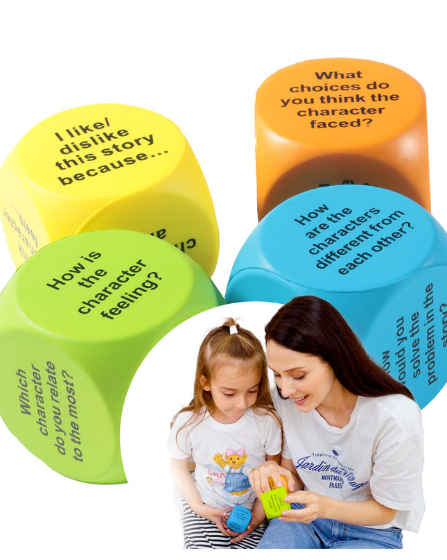 Interactive Reading Comprehension Cubes Set - Educational Learning Dice for Kids, Teachers, and Parents - 4 Levels, 24 Questions - Learning Games for Kids, Classroom and Home Learning Tools