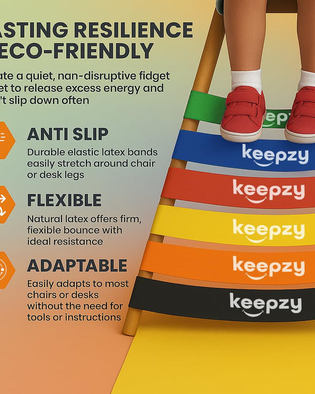 12 Pack Chair Bands, Anti Slip Chair Bands for Kids with Fidgety Feet, ADHD Chair Bands for Classroom, Bouncy Bands for Student Desks, Sensory Chair Rubber Bands
