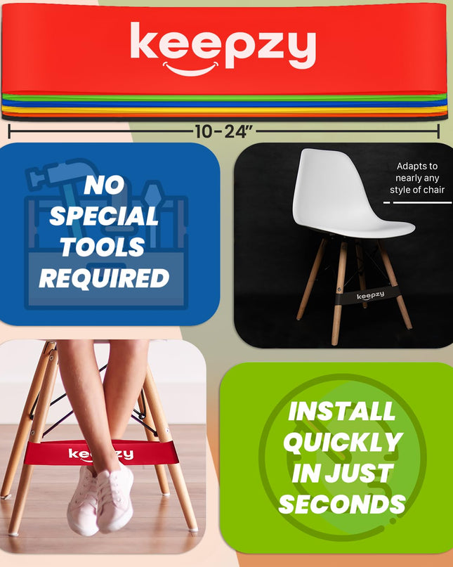 12 Pack Chair Bands, Anti Slip Chair Bands for Kids with Fidgety Feet, ADHD Chair Bands for Classroom, Bouncy Bands for Student Desks, Sensory Chair Rubber Bands