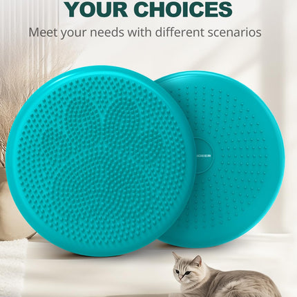 Trideer Inflated Wobble Cushion - Wiggle Seat for Sensory Kids(Multiple Colors), Balance Disc (Extra Thick), Flexible Seating for All Age (34CM Turquoise)