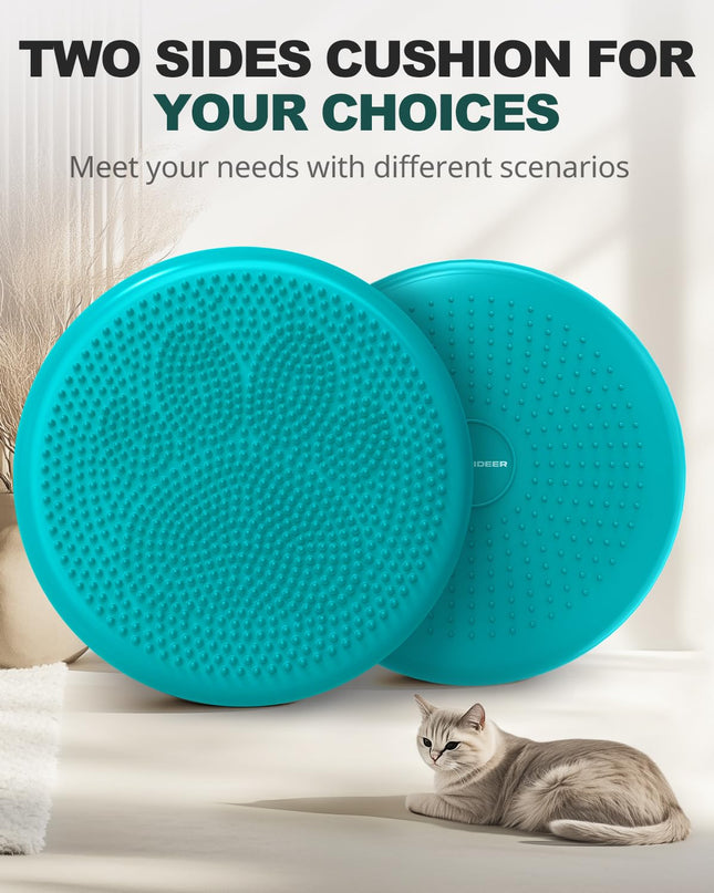 Trideer Inflated Wobble Cushion - Wiggle Seat for Sensory Kids(Multiple Colors), Balance Disc (Extra Thick), Flexible Seating for All Age (34CM Turquoise)