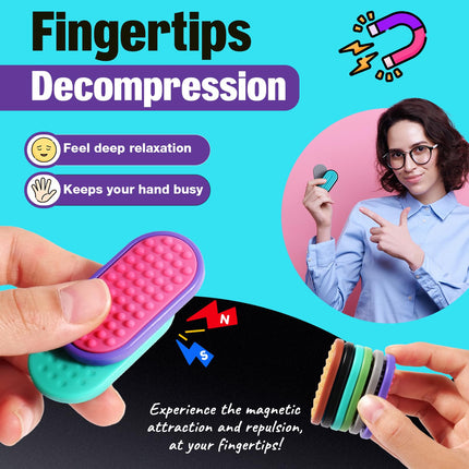 Magnetic Fidget Toys for Adults & Kids -Textured Sensory Toys for Autism Children Anxiety Relief - Quiet Stress Fidgets Sliders for Classroom Prizes Office - Stocking Stuffers Kid Teen Gifts 6-Pieces