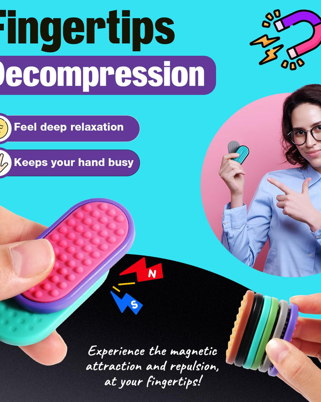 Magnetic Fidget Toys for Adults & Kids -Textured Sensory Toys for Autism Children Anxiety Relief - Quiet Stress Fidgets Sliders for Classroom Prizes Office - Stocking Stuffers Kid Teen Gifts 6-Pieces