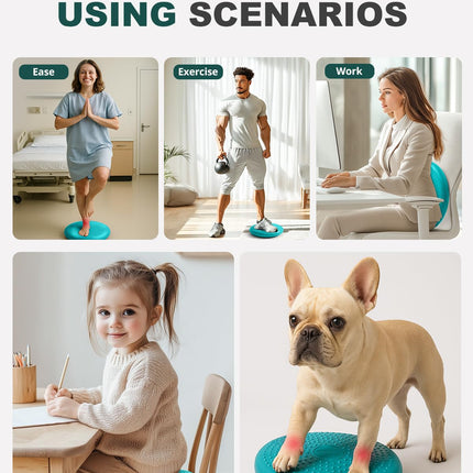 Trideer Inflated Wobble Cushion - Wiggle Seat for Sensory Kids(Multiple Colors), Balance Disc (Extra Thick), Flexible Seating for All Age (34CM Turquoise)