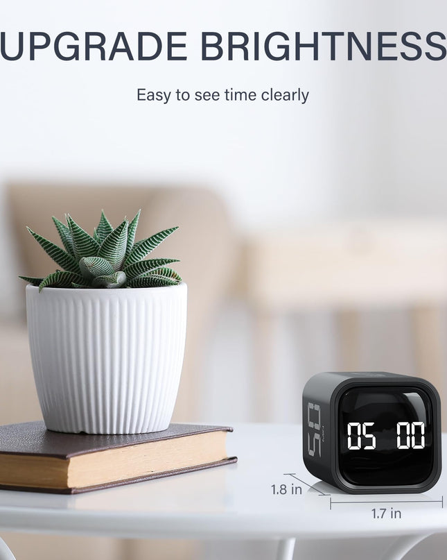 Rotating Pomodoro Timer 5, 25, 10 50 Minutes Preset, Desk Productivity Flip Timer, ADHD Tool Cube Countdown Stopwatch, Vibration/High/Low Volume/Custom Modes, for Work, Study, Back to School, Kitchen
