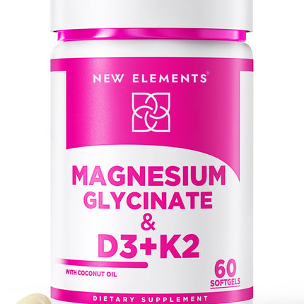 Magnesium Glycinate 500mg with High-Potency Vitamin D3 10,000 IU & Vitamin K2 200mcg | Enhanced with Coconut Oil for Optimal Absorption | Non-GMO, Gluten-Free, Sugar-Free Softgels (60 softgels)