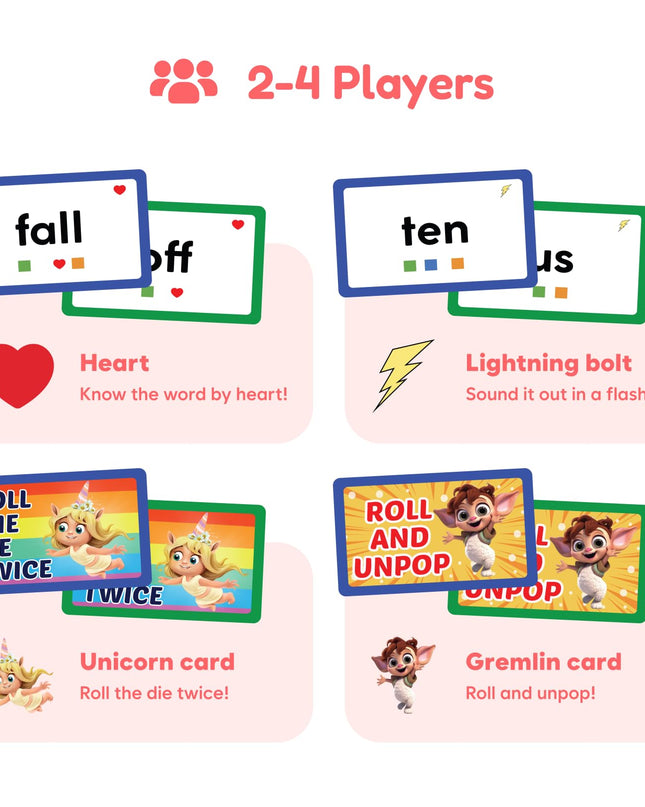 THE FIDGET GAME Sight Words - Reading Flashcards and Pop Fidget Toys for Kids Pre-K to Third Grade - Learning Activities and Games for High-Frequency Dolch Sight Words - Includes Mats and Dice