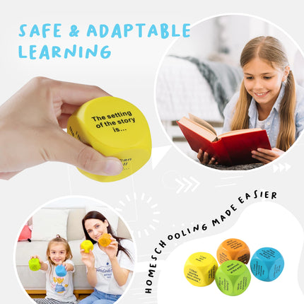 Interactive Reading Comprehension Cubes Set - Educational Learning Dice for Kids, Teachers, and Parents - 4 Levels, 24 Questions - Learning Games for Kids, Classroom and Home Learning Tools