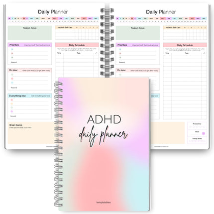 ADHD Daily Planner for Neurodivergent Adults - Productivity Daily Planner & Task Management to Stay Organized and Focused (Rainbow)
