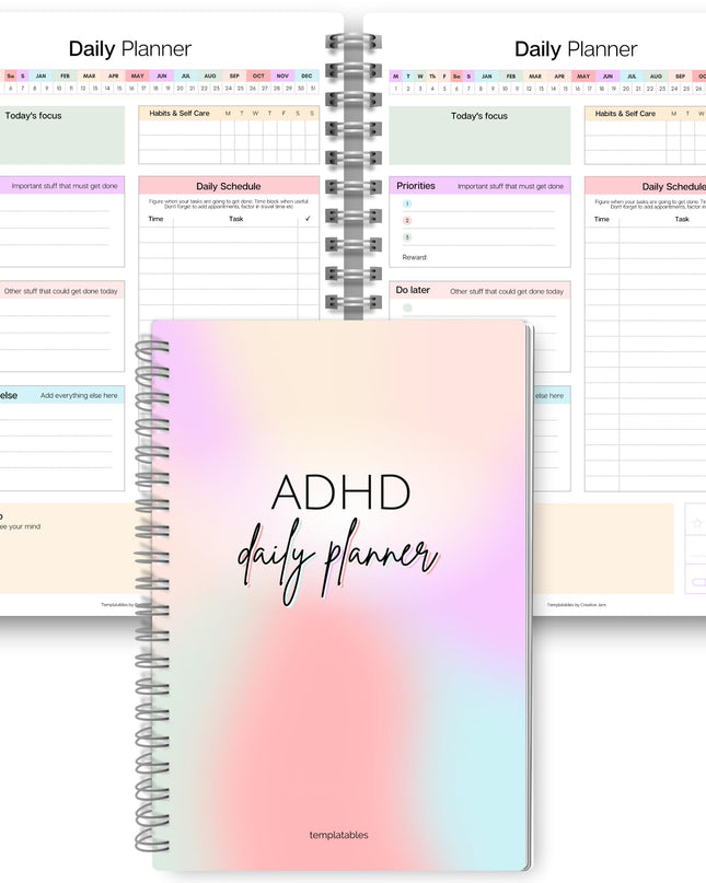 ADHD Daily Planner for Neurodivergent Adults - Productivity Daily Planner & Task Management to Stay Organized and Focused (Rainbow)
