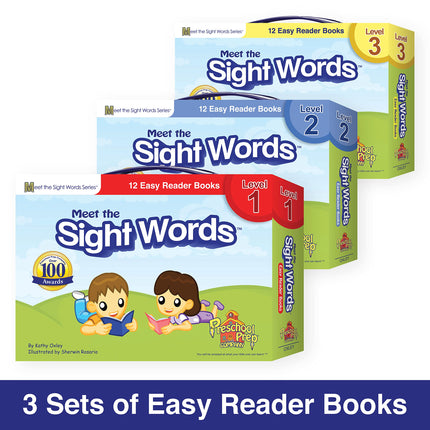 Meet the Sight Words BIG SET! Bundle with Levels 1, 2, & 3 Easy Reader Books (3 boxed sets - 36 books), Coloring Book, Workbook, Flashcards & Video Downloads!
