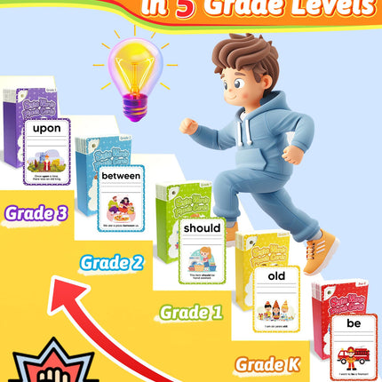 520 Sight Words Flash Cards Kindergarten, Dolch & Fry Sight Word Reading Writing Spelling Games, Homeschool Supplies for Preschool Kindergarten 1st 2nd 3rd Grade, Learning Activities for Kids Ages 3+