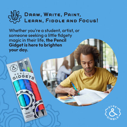 Gyre & Gimble Pencil Gidgets – Textured Silicone Pencil Sleeve for Quiet Fidgeting – Transform Your Mechanical Pencil into a Sensory ADHD Tool for Kids and Adults – 4 Sleeves & 2 Pencils