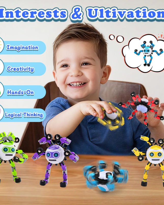 ASIOWELY 3 PCS Transformable Fidget Spinners Toys for Kids and Adults Stress Relief Sensory Toy for Teens Boys Autism Cool Fingertip Gyros Boy Girl Travel Party Favors Birthdays Gifts Stocking Stuffer