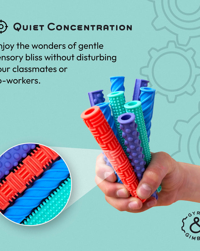 Gyre & Gimble Pencil Gidgets – Textured Silicone Pencil Sleeve for Quiet Fidgeting – Transform Your Mechanical Pencil into a Sensory ADHD Tool for Kids and Adults – 4 Sleeves & 2 Pencils