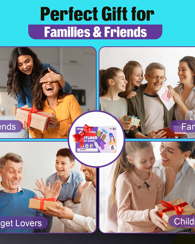 Magnetic Fidget Toys for Adults & Kids -Textured Sensory Toys for Autism Children Anxiety Relief - Quiet Stress Fidgets Sliders for Classroom Prizes Office - Stocking Stuffers Kid Teen Gifts 6-Pieces