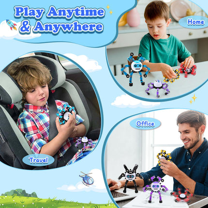 ASIOWELY 3 PCS Transformable Fidget Spinners Toys for Kids and Adults Stress Relief Sensory Toy for Teens Boys Autism Cool Fingertip Gyros Boy Girl Travel Party Favors Birthdays Gifts Stocking Stuffer