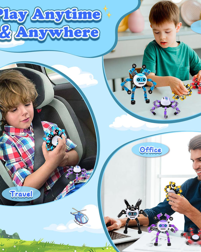 ASIOWELY 3 PCS Transformable Fidget Spinners Toys for Kids and Adults Stress Relief Sensory Toy for Teens Boys Autism Cool Fingertip Gyros Boy Girl Travel Party Favors Birthdays Gifts Stocking Stuffer