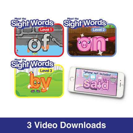 Meet the Sight Words BIG SET! Bundle with Levels 1, 2, & 3 Easy Reader Books (3 boxed sets - 36 books), Coloring Book, Workbook, Flashcards & Video Downloads!