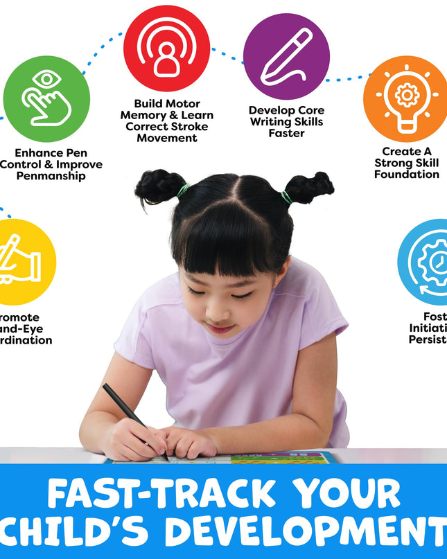 Magic Grooved Writing Practice for Kids - Grooved Handwriting Practice for Kids 5-7 8-10 Magic Copybooks for Kids - Tracing Books for Ages 3-5 - Preschool Learning Activities - 5 Year Old Girl Gift