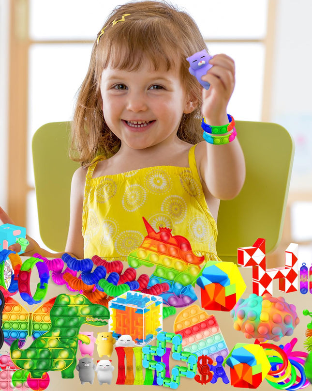 MOZACI Fidget Toys, 120 Pack Fidgets Set Stocking Stuffers for Kids Party Favors Autism Sensory Toy Bulk Adults Kids Boys Girls Teens Stress Autistic ADHD Anxiety Carnival Treasure Classroom Prizes