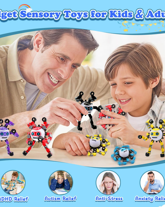 ASIOWELY 3 PCS Transformable Fidget Spinners Toys for Kids and Adults Stress Relief Sensory Toy for Teens Boys Autism Cool Fingertip Gyros Boy Girl Travel Party Favors Birthdays Gifts Stocking Stuffer