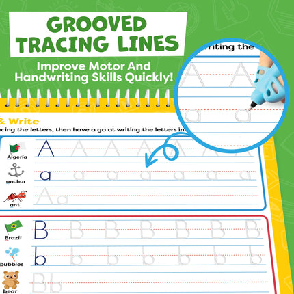 Magic Grooved Writing Practice for Kids - Grooved Handwriting Practice for Kids 5-7 8-10 Magic Copybooks for Kids - Tracing Books for Ages 3-5 - Preschool Learning Activities - 5 Year Old Girl Gift