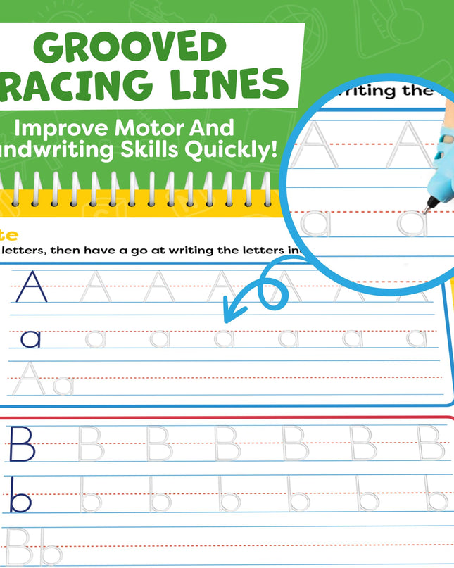 Magic Grooved Writing Practice for Kids - Grooved Handwriting Practice for Kids 5-7 8-10 Magic Copybooks for Kids - Tracing Books for Ages 3-5 - Preschool Learning Activities - 5 Year Old Girl Gift