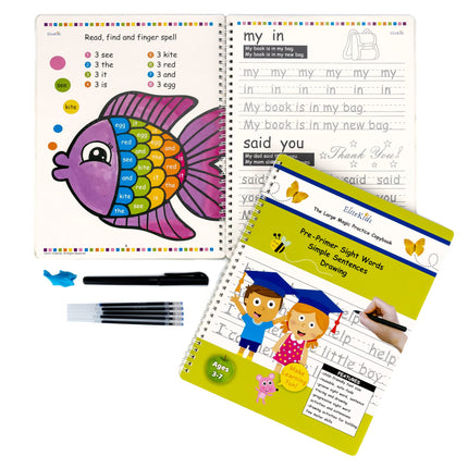 Magic Practice Copybook 6 Workbooks with Disappearing Ink Pens, Reusable Handwriting Practice for Kids, Calligraphy Practice Letter Tracing Books for Kids ages 3-5 (8.7×6.9in)