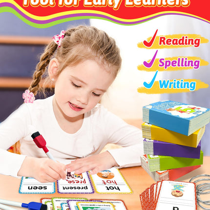 520 Sight Words Flash Cards Kindergarten, Dolch & Fry Sight Word Reading Writing Spelling Games, Homeschool Supplies for Preschool Kindergarten 1st 2nd 3rd Grade, Learning Activities for Kids Ages 3+