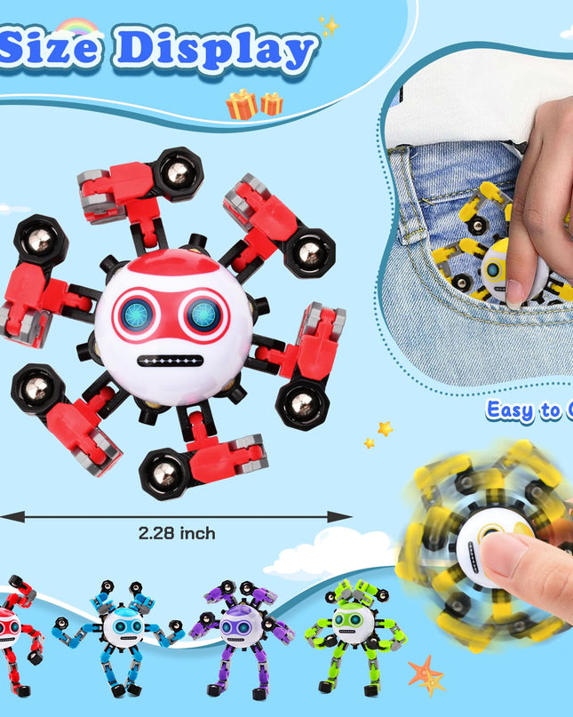 ASIOWELY 3 PCS Transformable Fidget Spinners Toys for Kids and Adults Stress Relief Sensory Toy for Teens Boys Autism Cool Fingertip Gyros Boy Girl Travel Party Favors Birthdays Gifts Stocking Stuffer