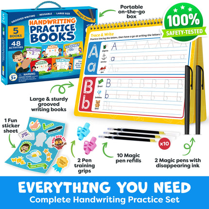 Magic Grooved Writing Practice for Kids - Grooved Handwriting Practice for Kids 5-7 8-10 Magic Copybooks for Kids - Tracing Books for Ages 3-5 - Preschool Learning Activities - 5 Year Old Girl Gift