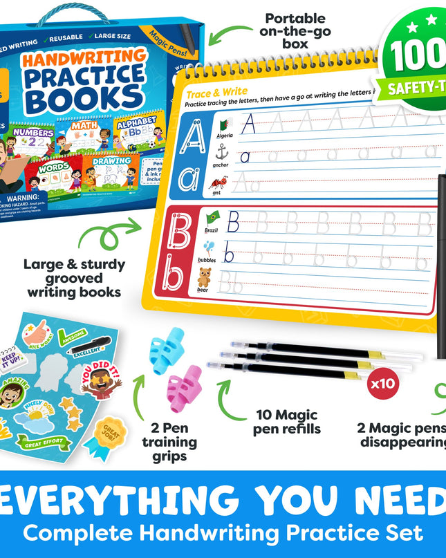 Magic Grooved Writing Practice for Kids - Grooved Handwriting Practice for Kids 5-7 8-10 Magic Copybooks for Kids - Tracing Books for Ages 3-5 - Preschool Learning Activities - 5 Year Old Girl Gift